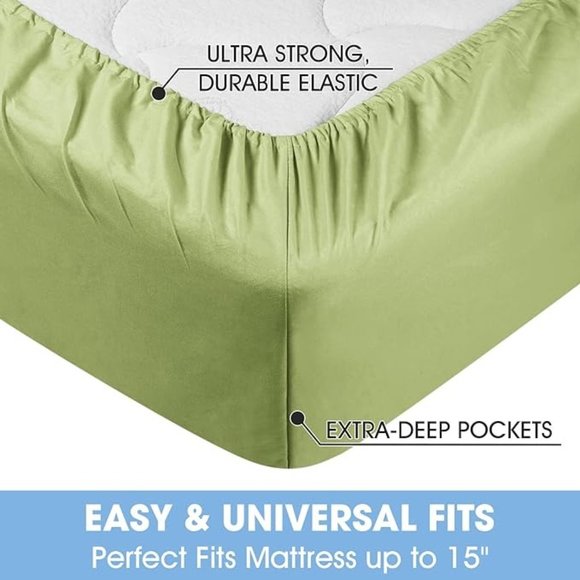 4 Pieces Microfiber Bed Sheet Set - 15 Inch Deep Pocket Sheets, Wrinkle … - Picture 6 of 9